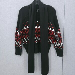 Jones New York Fair Isle Knit Crewneck Black Sweater & Scarf Womens Size‎ PL NWT